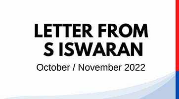 Letter from S Iswaran Oct/Nov 2022